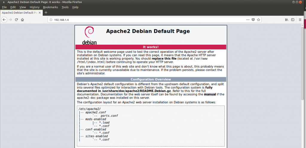 Apache2 debian default page что это